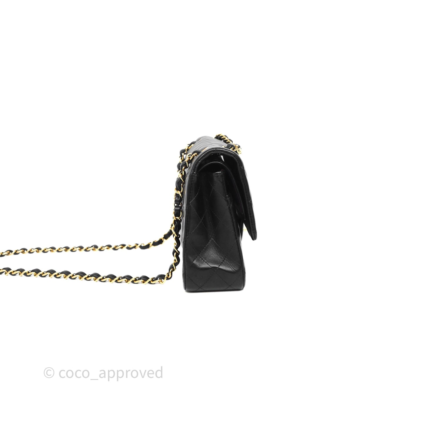 Chanel Quilted Classic M/L Medium Flap  Black Lambskin Gold Hardware