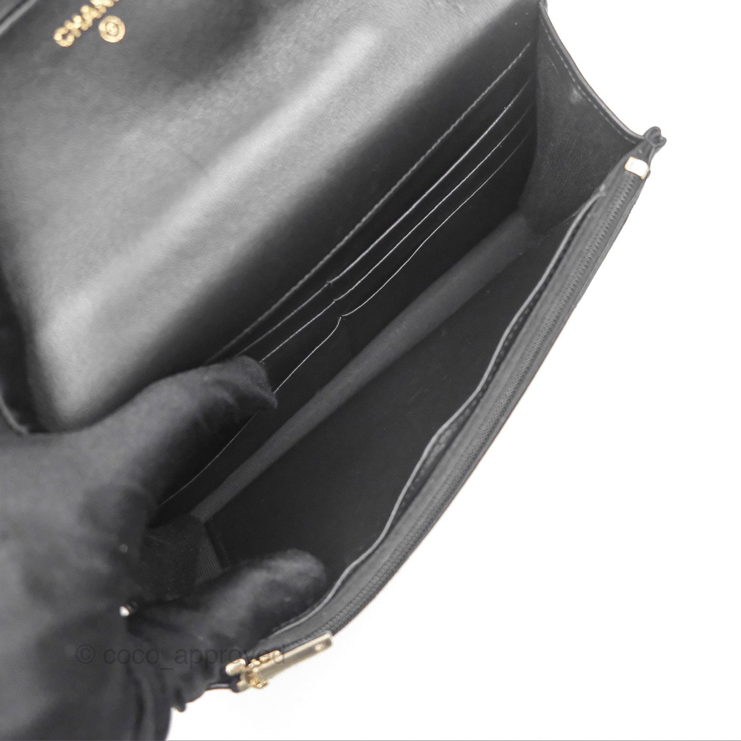 Chanel Camellia Handle WOC with Chain Black Lambskin 23K