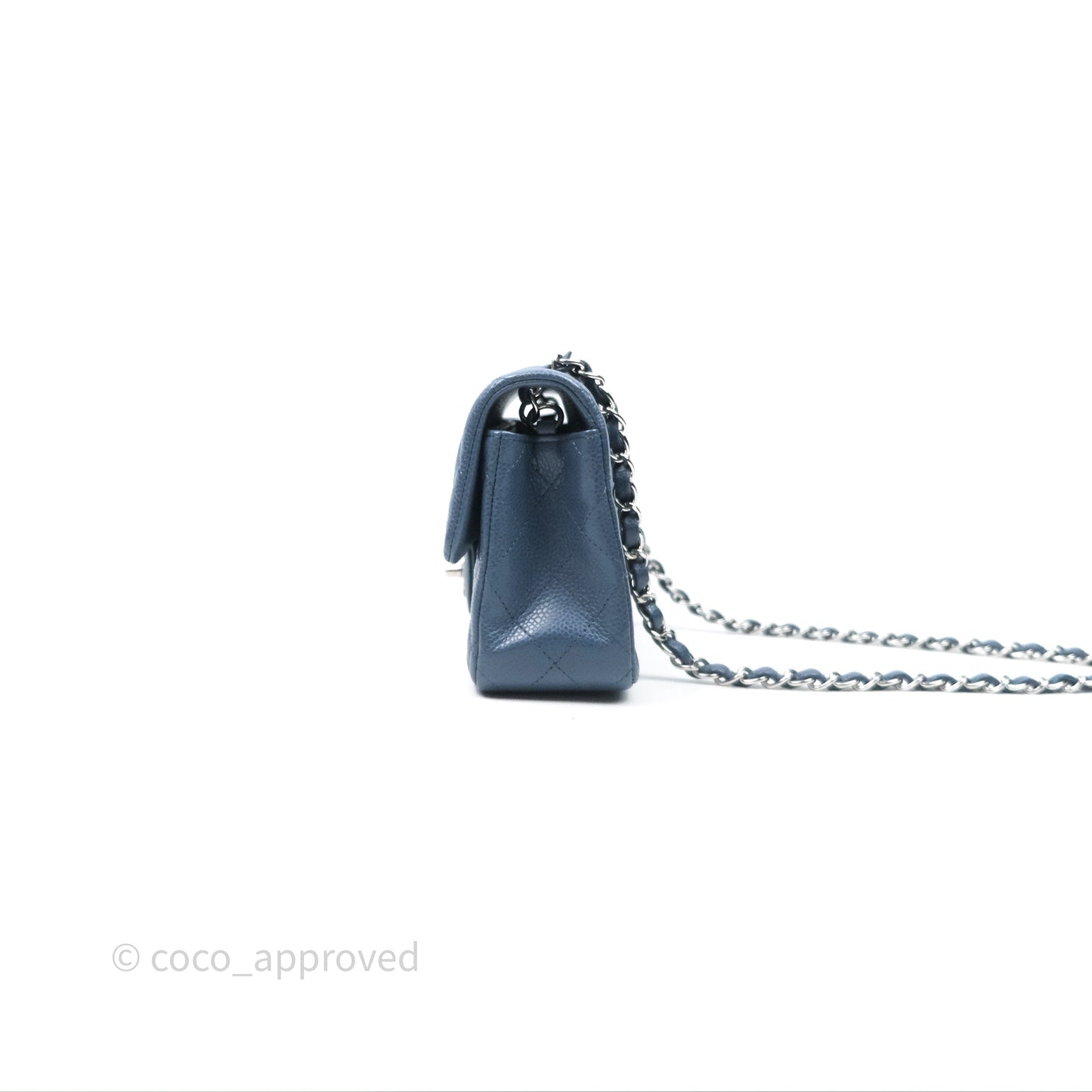 Chanel Quilted Mini Rectangular Blue Caviar Silver Hardware