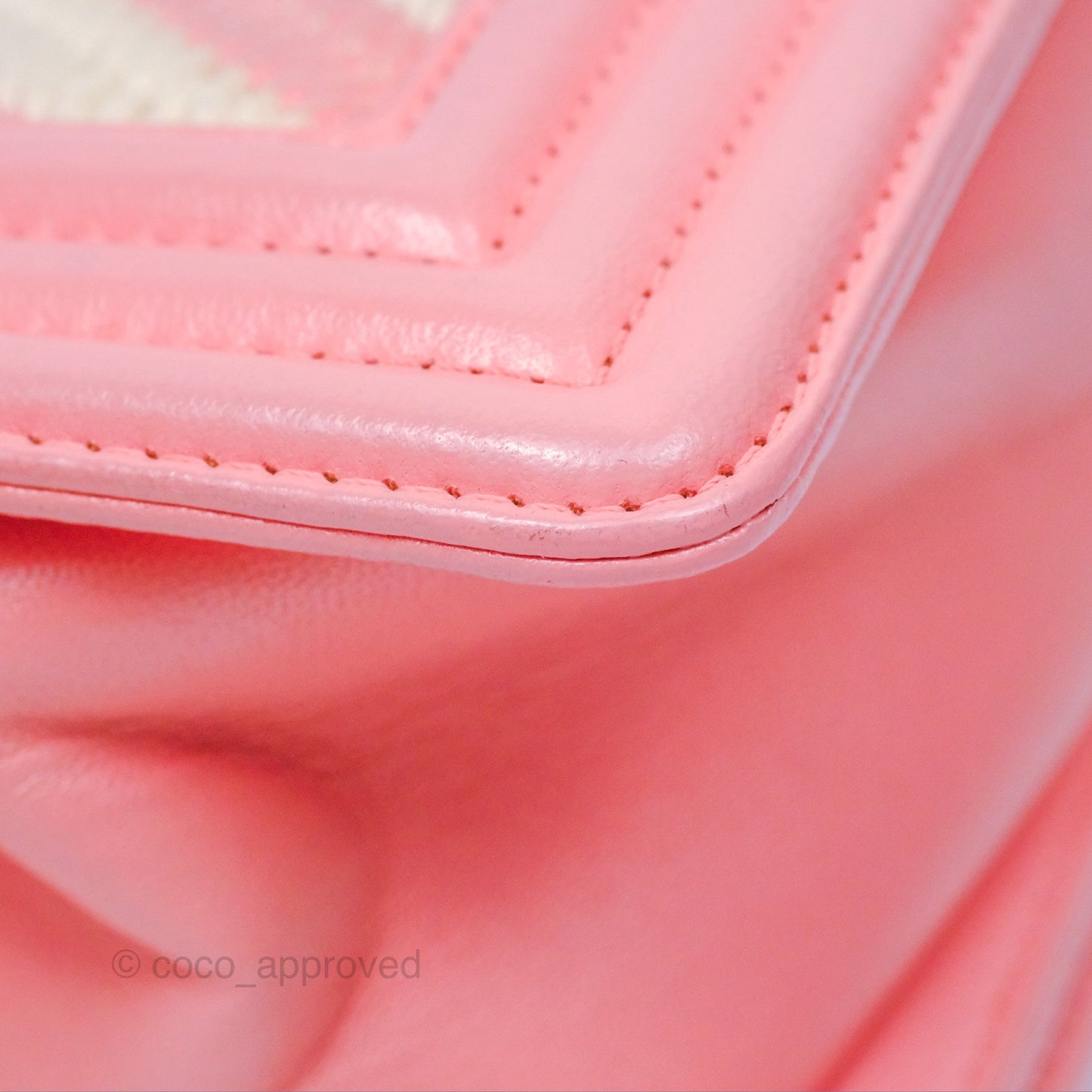 Chanel Small Boy Chevron Fabric Braided Pink Aged Gold Hardware
