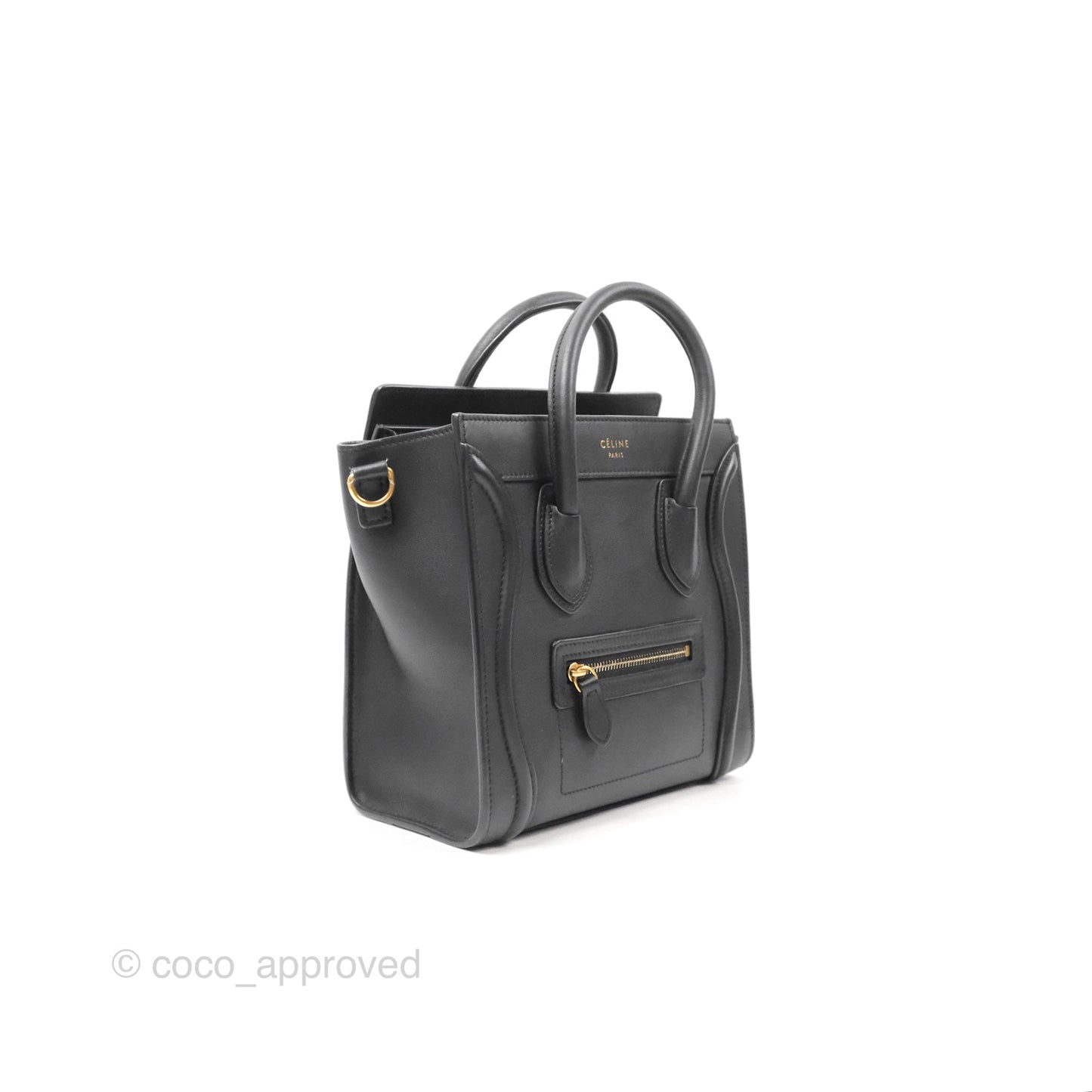 Celine Nano Luggage Bag Black Gold Hardware