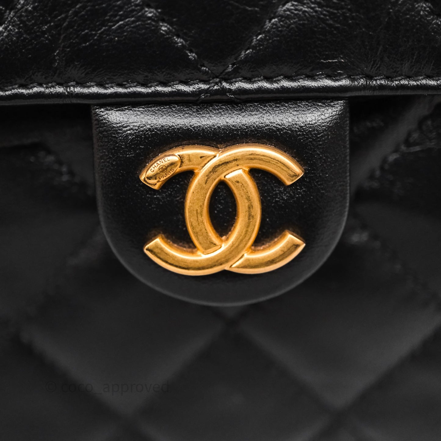 Chanel 25 Medium Black Crumpled Calfskin Aged Gold Hardware