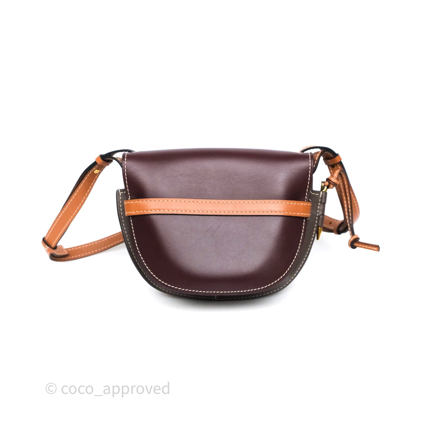 Loewe Small Gate Bag Smooth Calfskin Burgundy Tan Brown