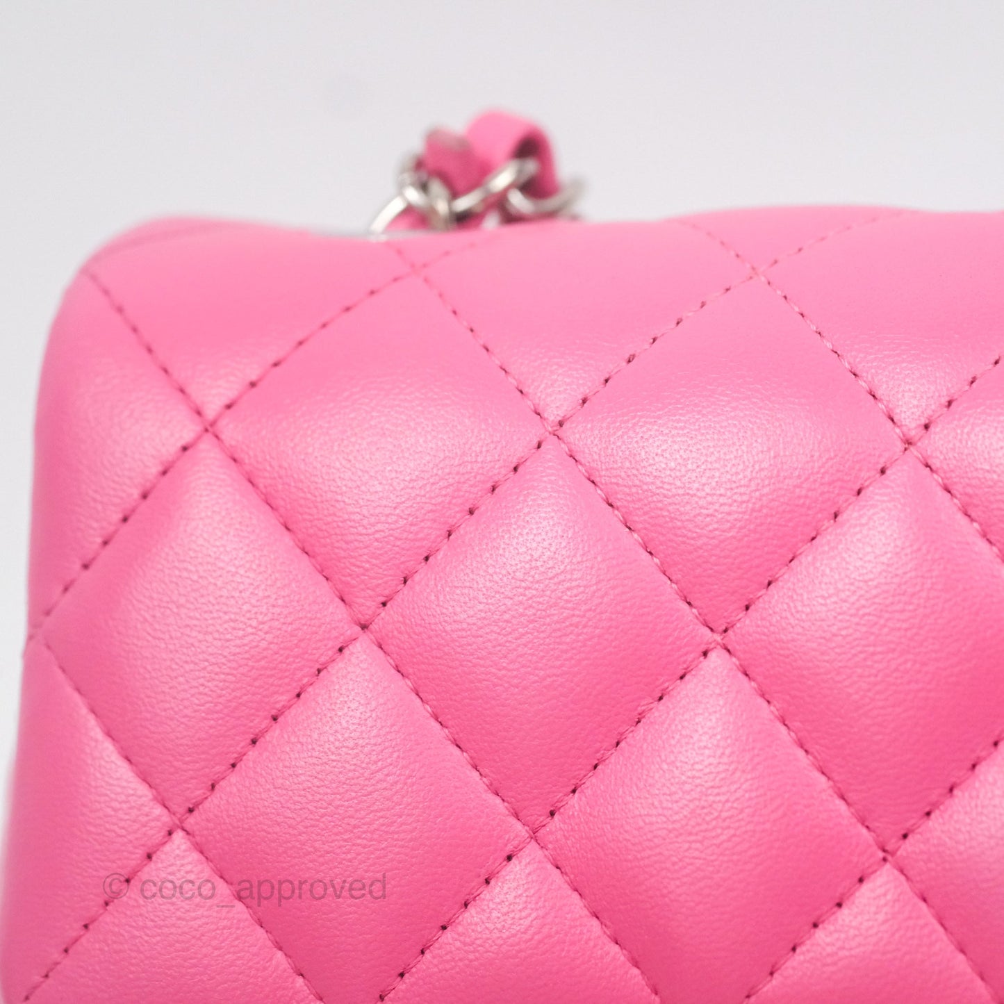 Chanel Quilted Mini Rectangular Flap Pink Lambskin Silver Hardware