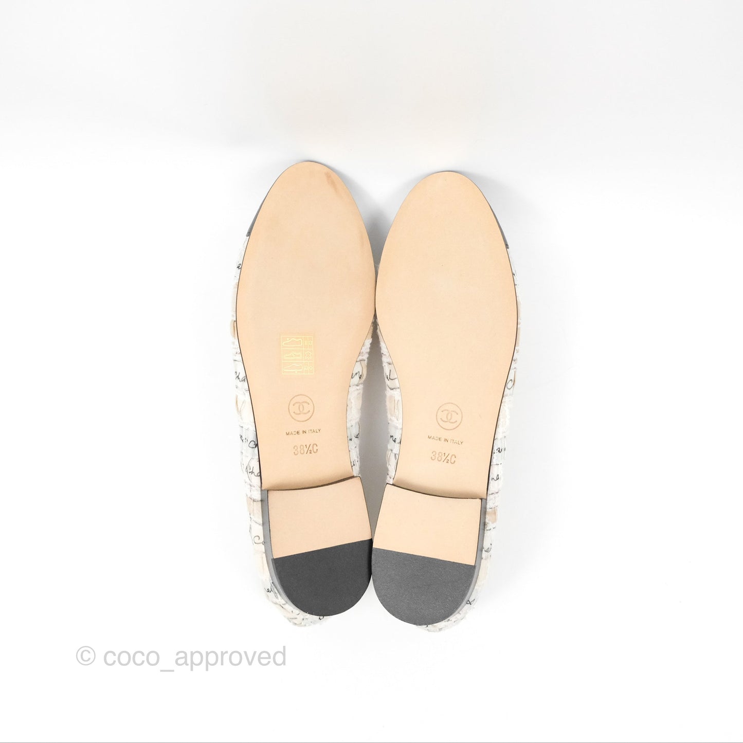 Chanel Ballerina Flats Light Pink/Black Fabric Size 38.5