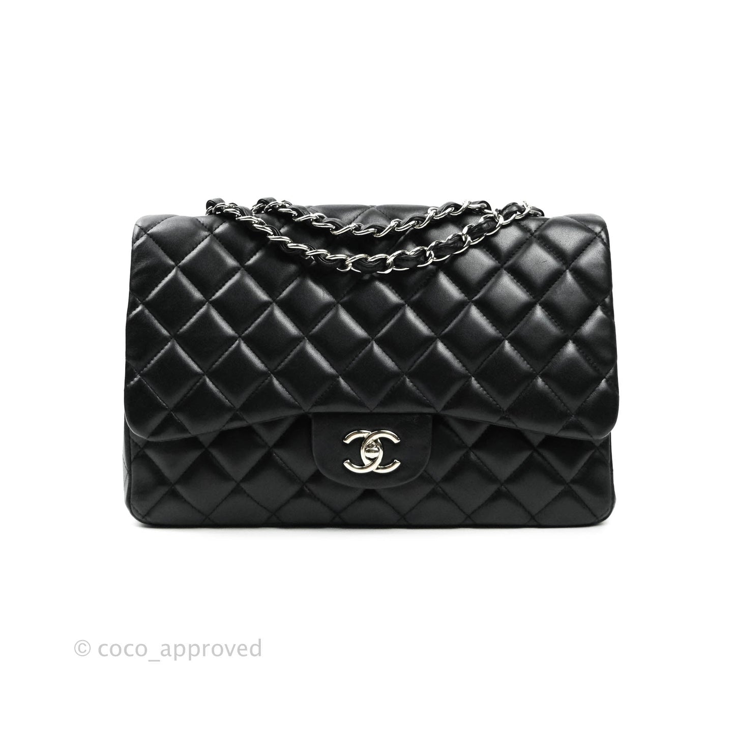 Chanel Jumbo Single Flap Black Lambskin Silver Hardware⁣⁣