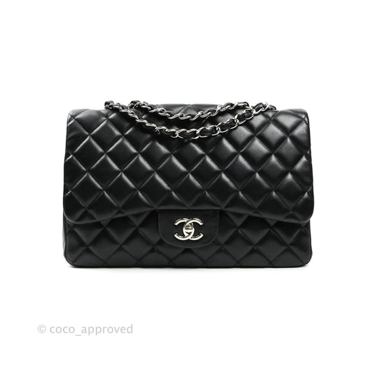 Chanel Jumbo Single Flap Black Lambskin Silver Hardware⁣⁣