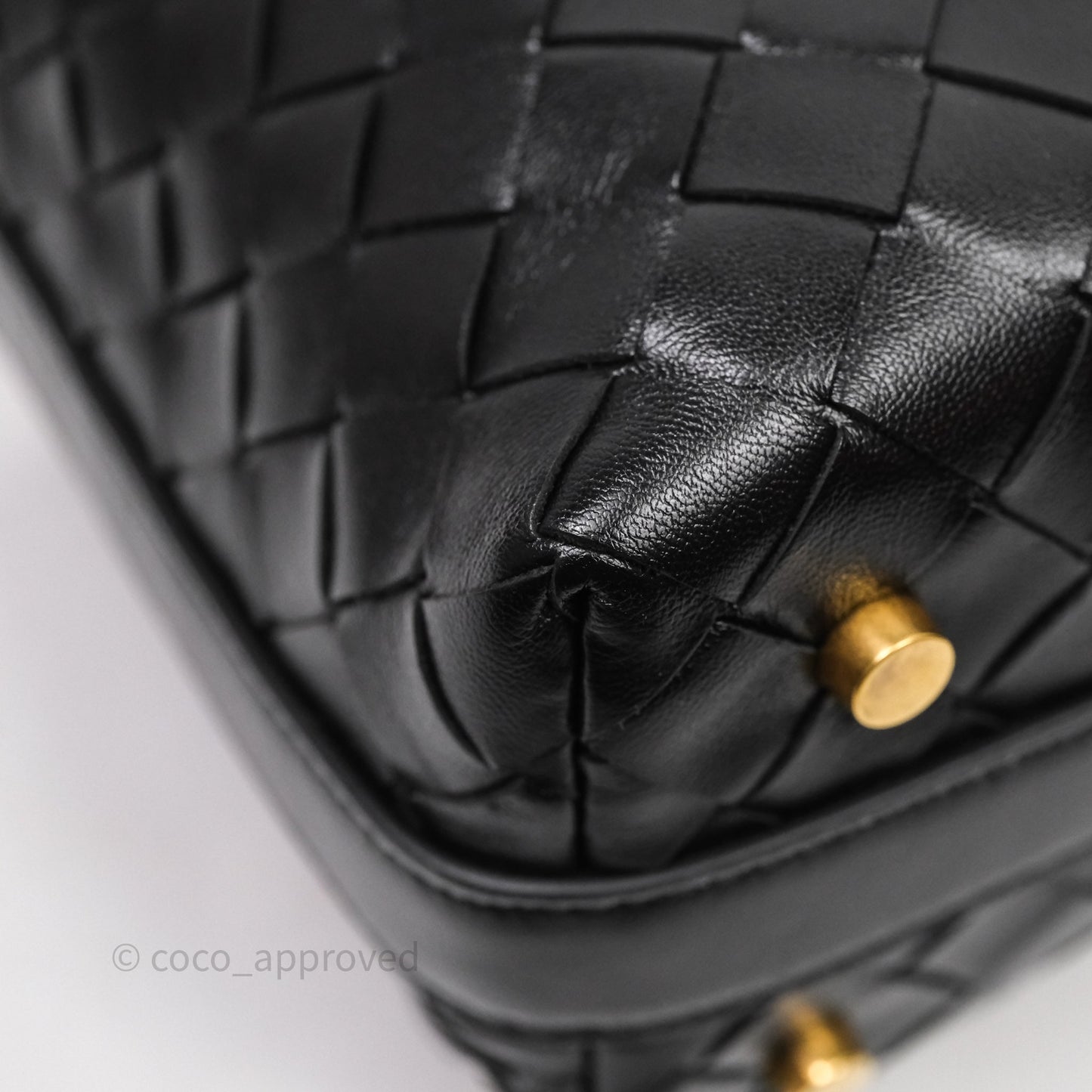 Bottega Veneta Mini Wallace Intrecciato Black Gold Hardware