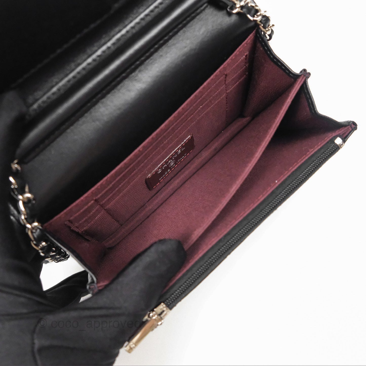 Chanel Quilted Mini Wallet on Chain WOC Black Lambskin Silver Hardware