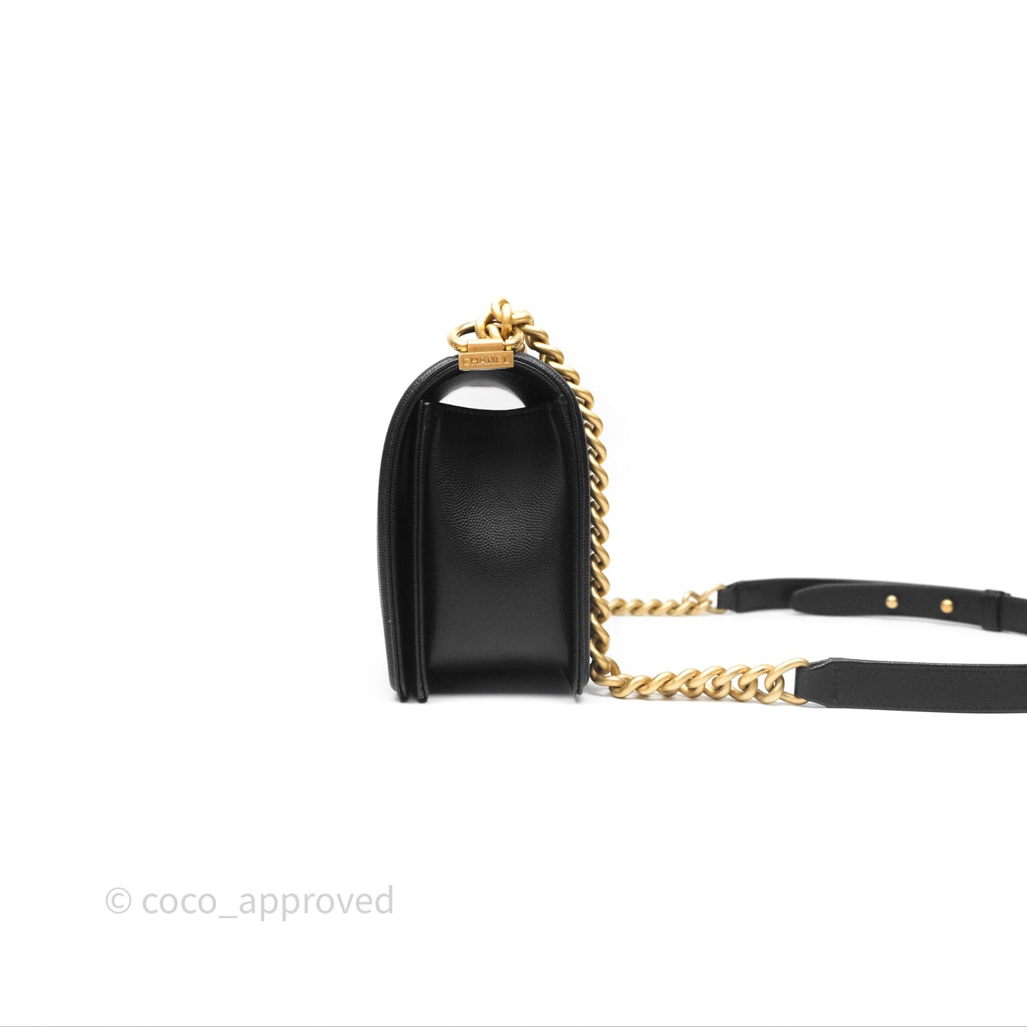 Chanel Quilted Medium Boy Black Caviar Aged Gold Hardware