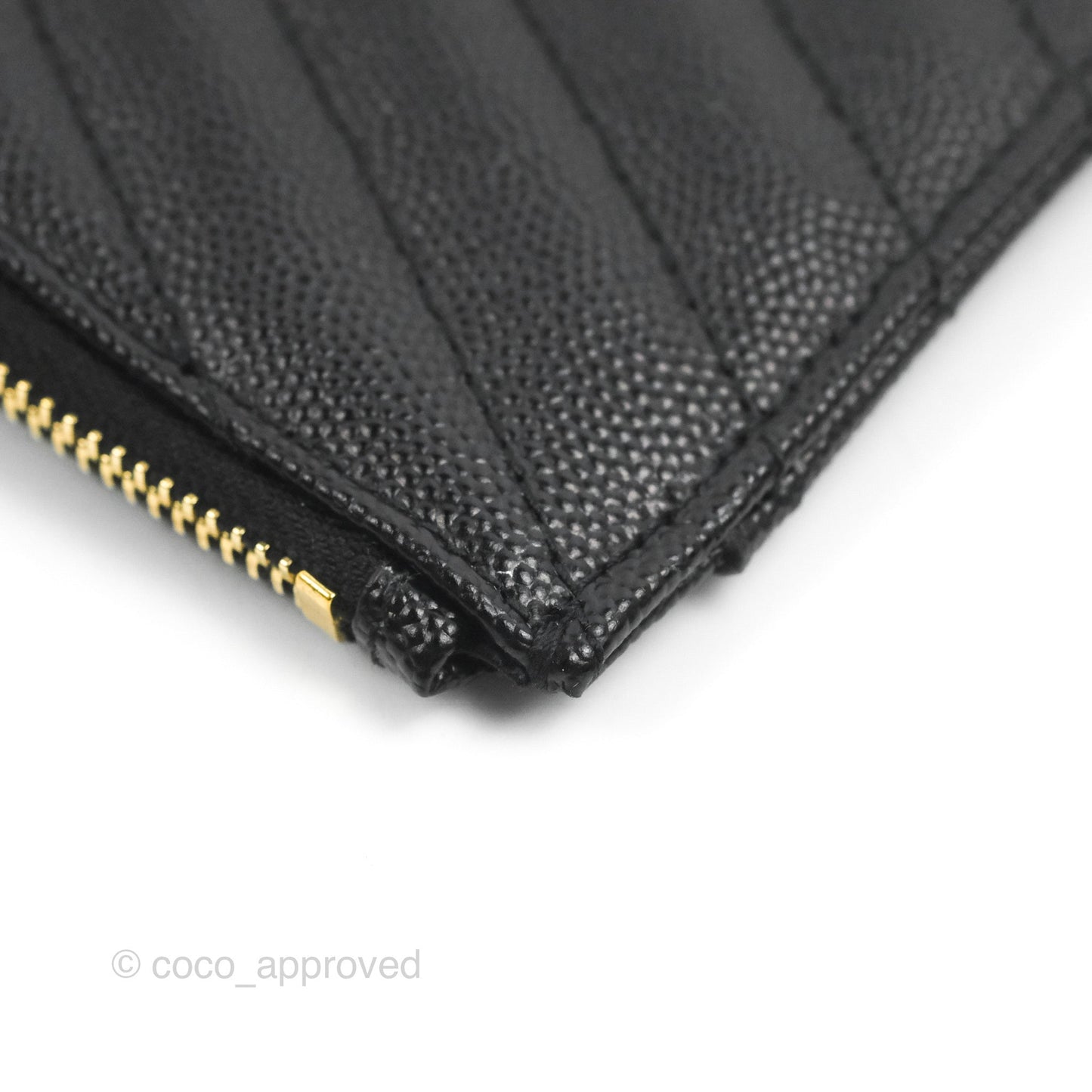 Saint Laurent Cassandre Matelasse Zipped Pouch Black Grained Leather Gold Hardware