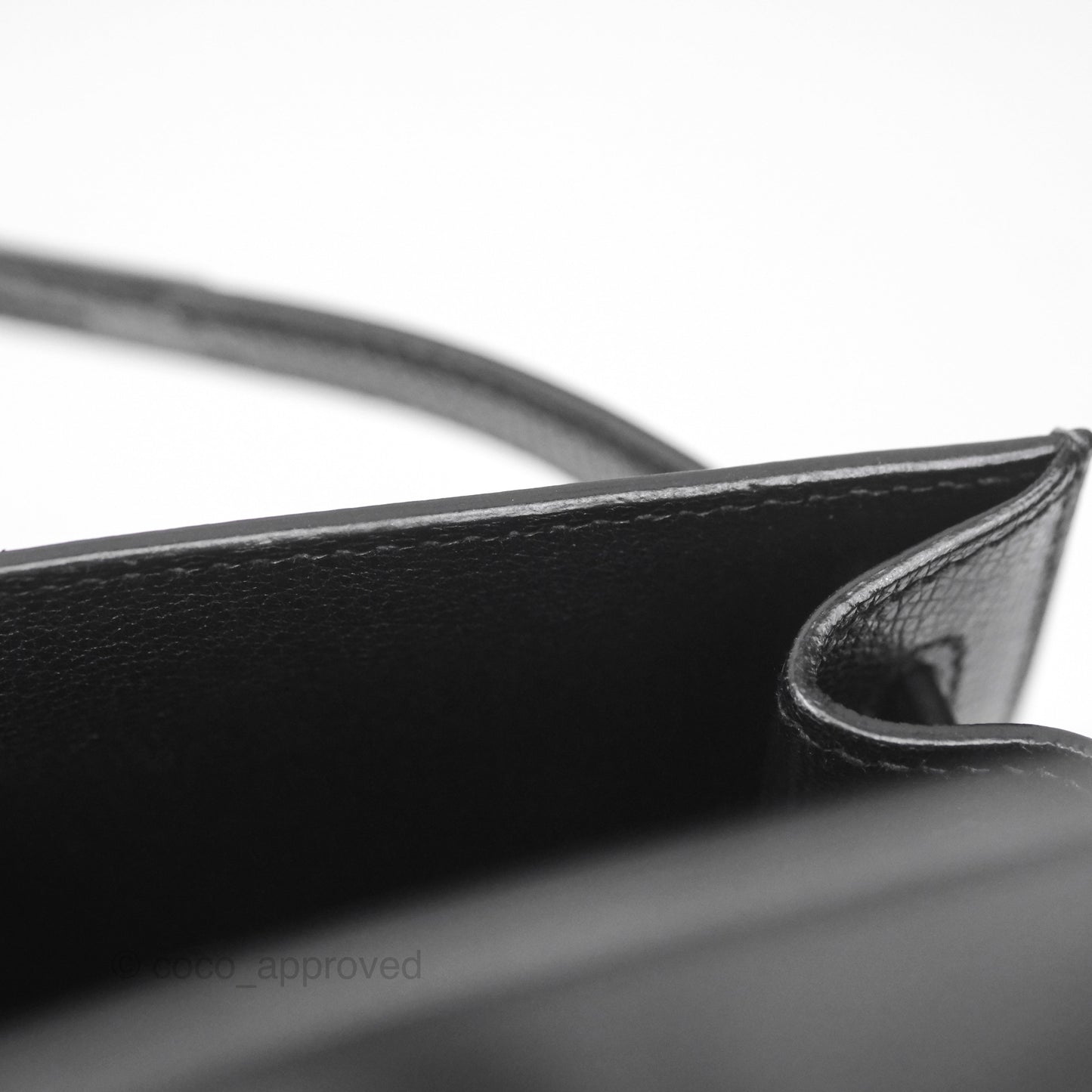 Hermès Vintage Kelly 28 Sellier Noir 89 Courchevel Palladium Hardware