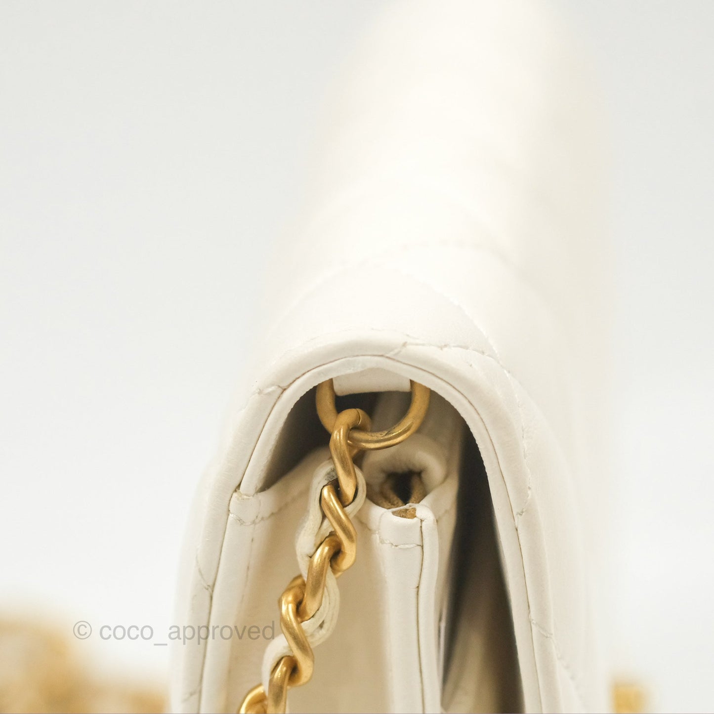 Chanel Quilted Pearl Crush Wallet on Chain WOC White Lambskin Aged Gold Hardware