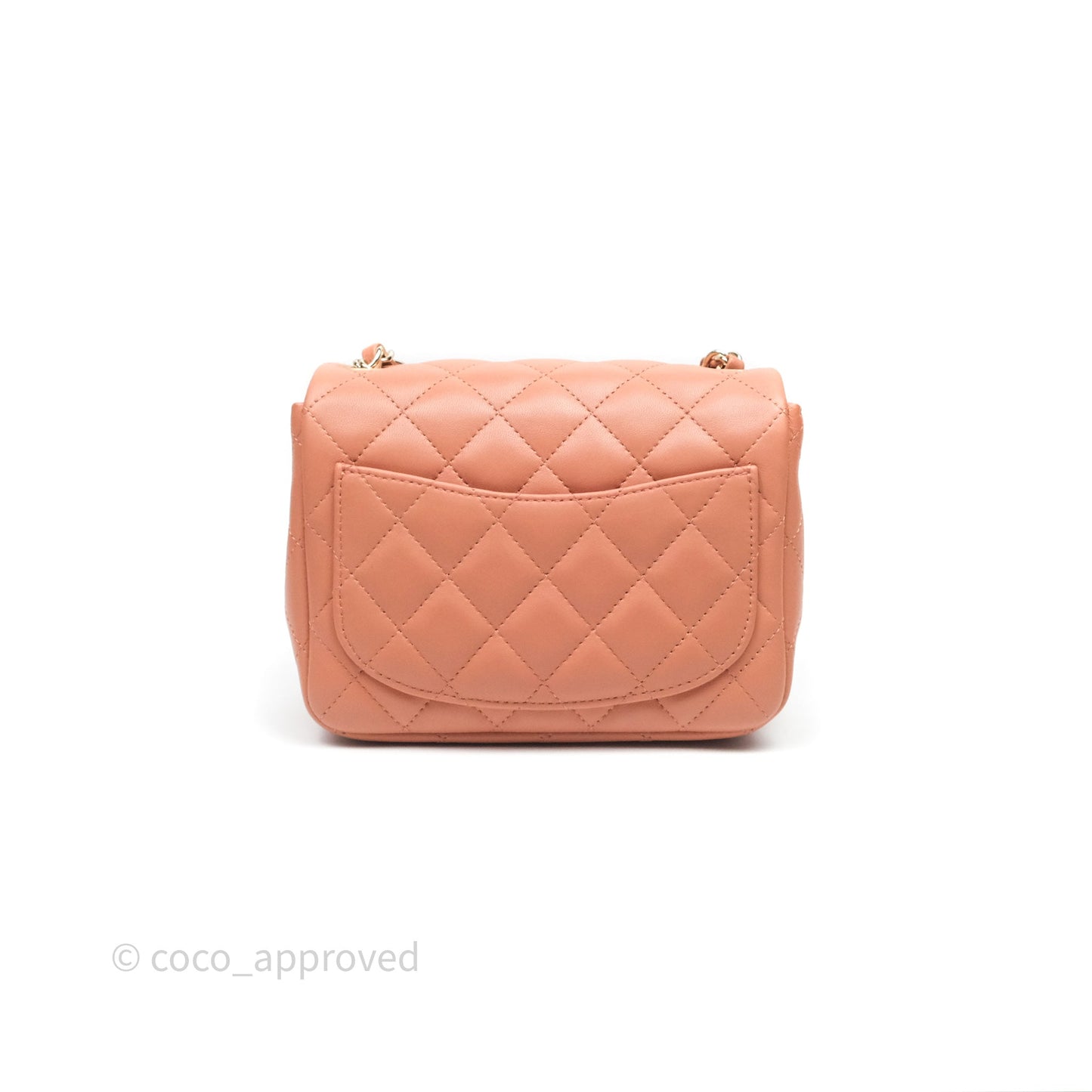 Chanel Mini Square Flap Quilted Dark Beige Lambskin Gold Hardware