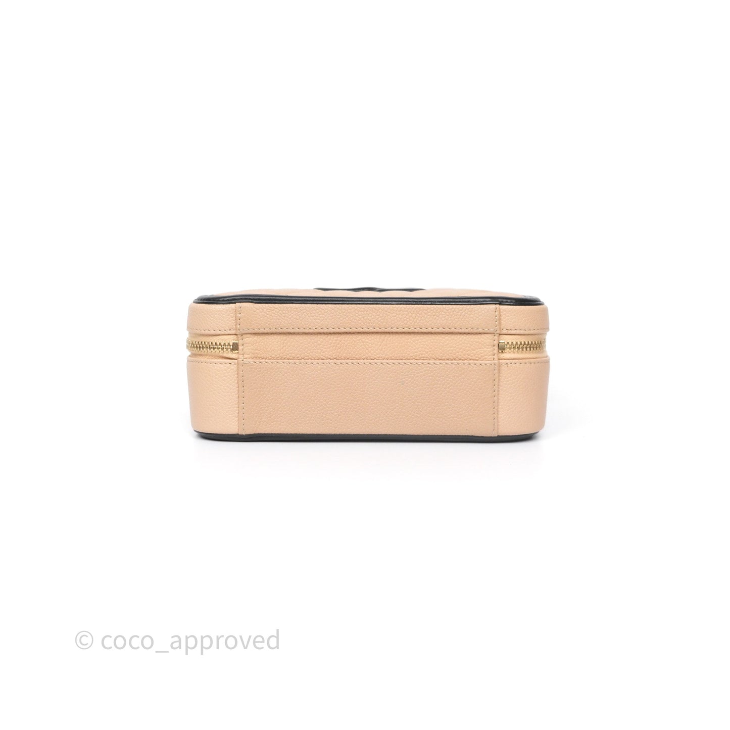 Chanel Quilted Medium CC Filigree Vanity Case Beige Black Caviar Aged Gold Hardware