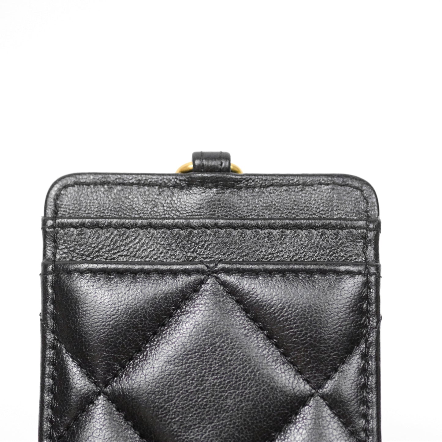 Chanel 19 Quilted Chain Card Holder Black Lambskin Mixed Hardware