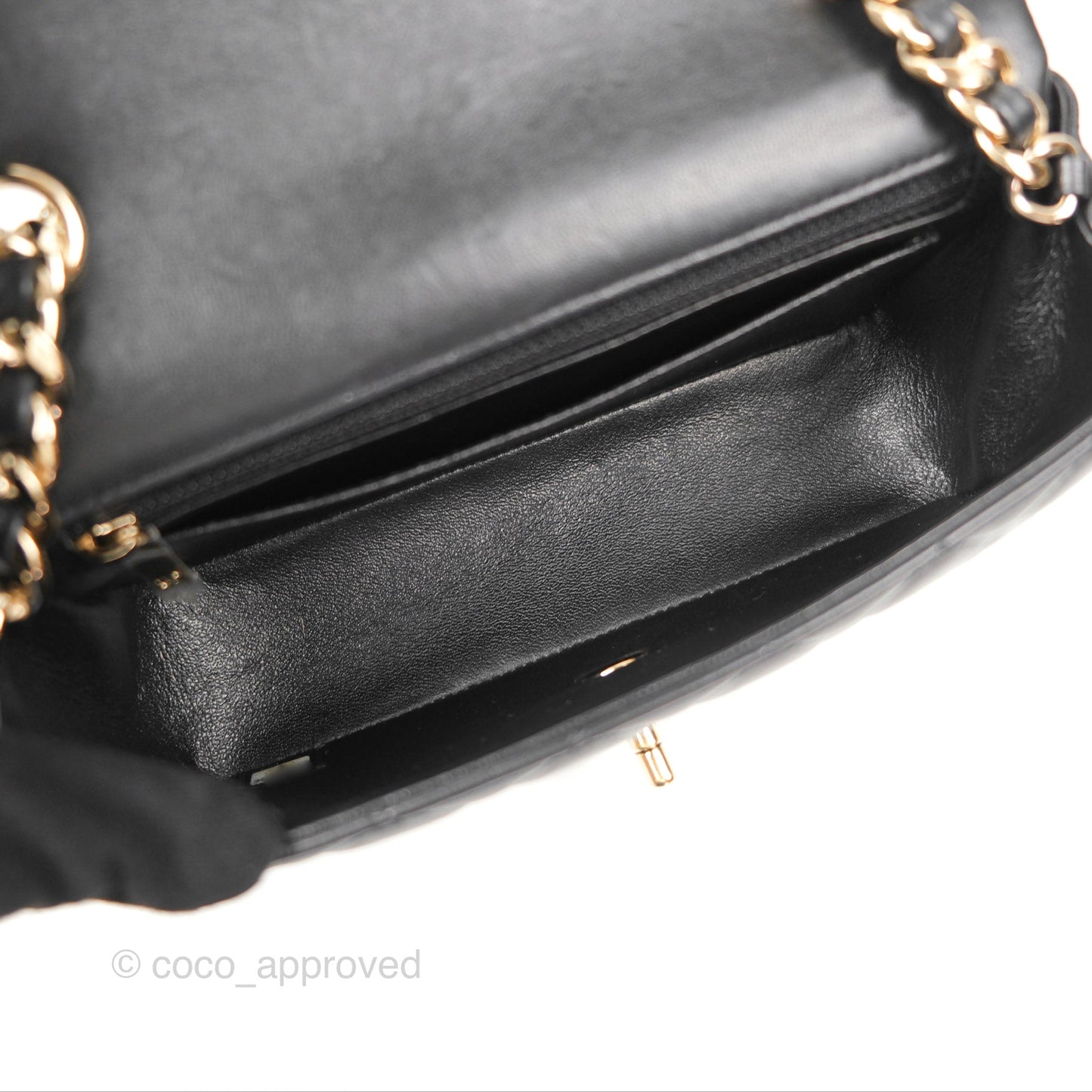 Chanel Quilted Mini Rectangular Flap With Charms Black Lambskin Gold Hardware 21C