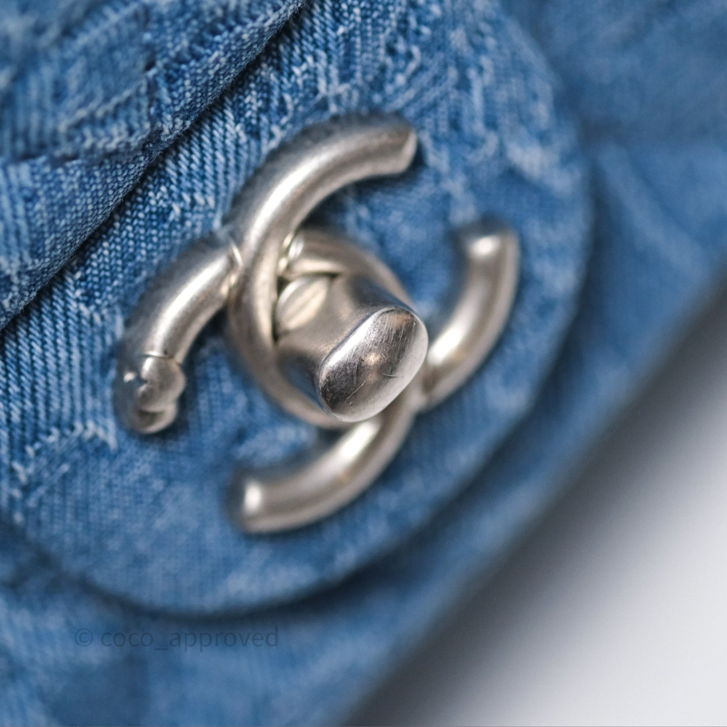 Chanel Mini Flap Bag Heart Adjustable Chain Camellia Denim Aged Gold Hardware