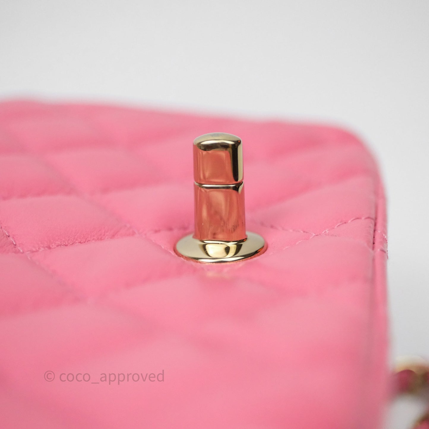 Chanel Quilted Mini Square Pink Lambskin Gold Hardware