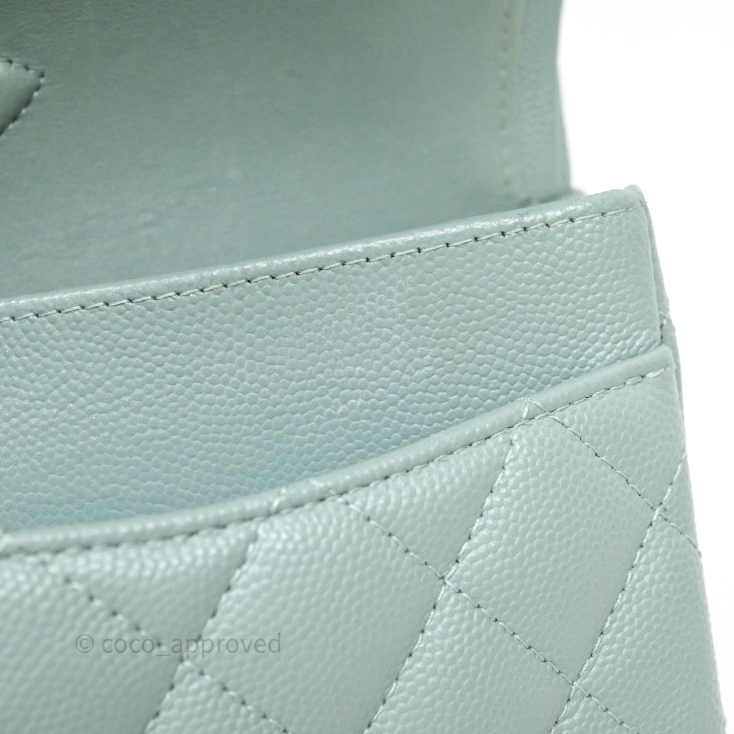Chanel Small Quilted Classic Flap Tiffany Green Cavier Gold Hardware