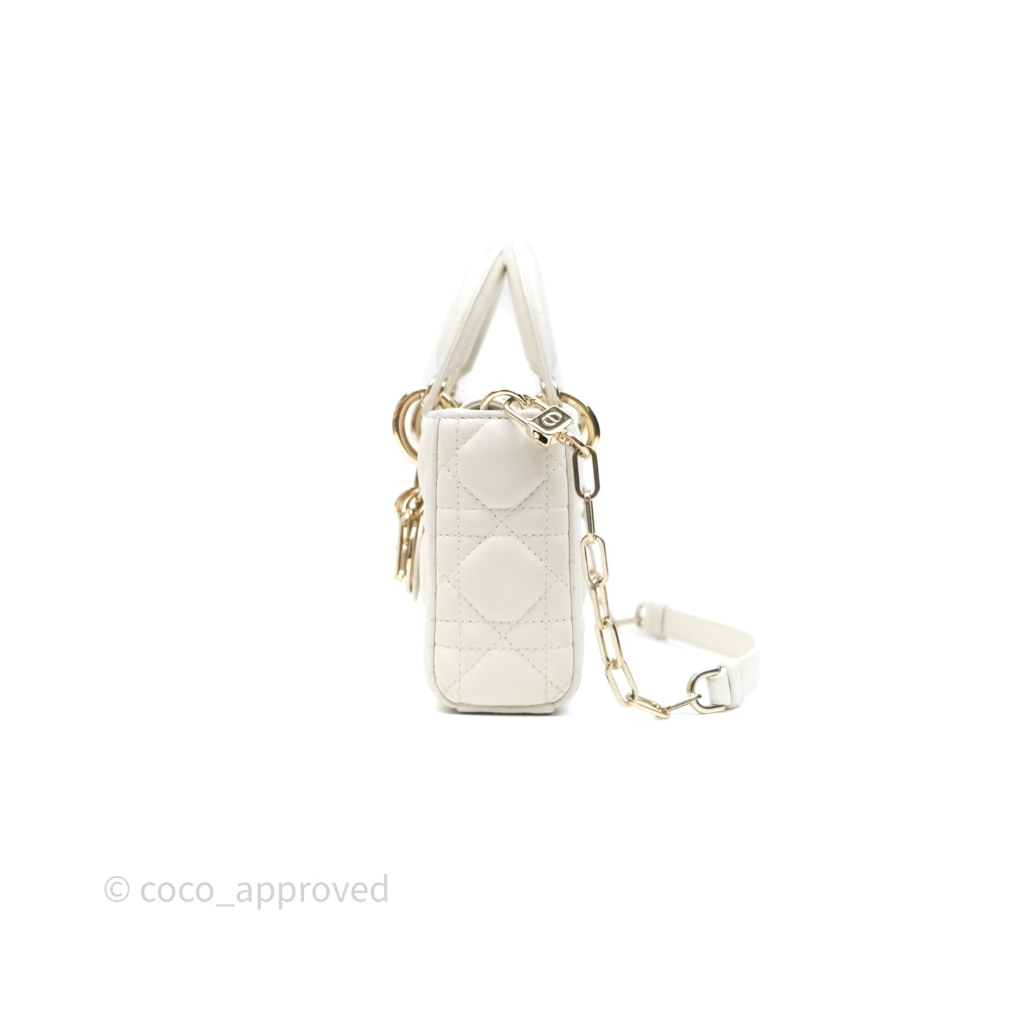 Dior Small Lady D-Joy Bag Ivory White Lambskin Cannage Gold Hardware