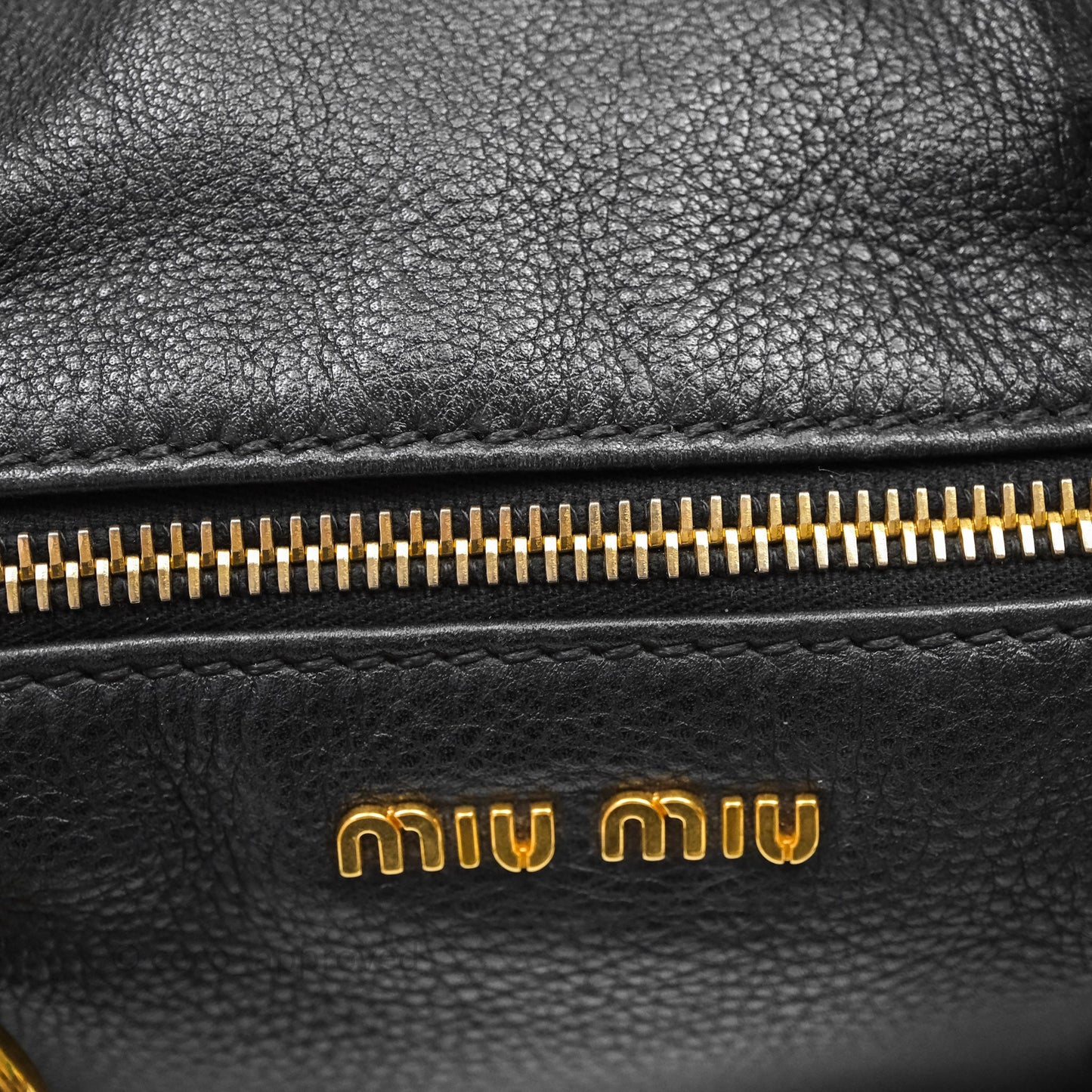 Miu Miu Vitello Tote Bag Black Gold Hardware