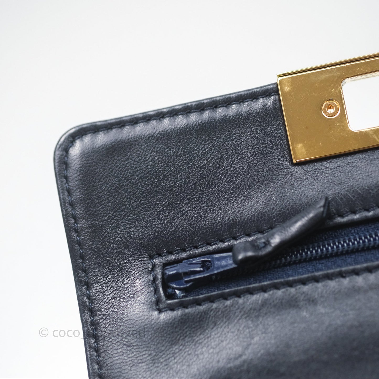 Chanel Golden Class Wallet on Chain WOC Navy Lambskin Gold Hardware