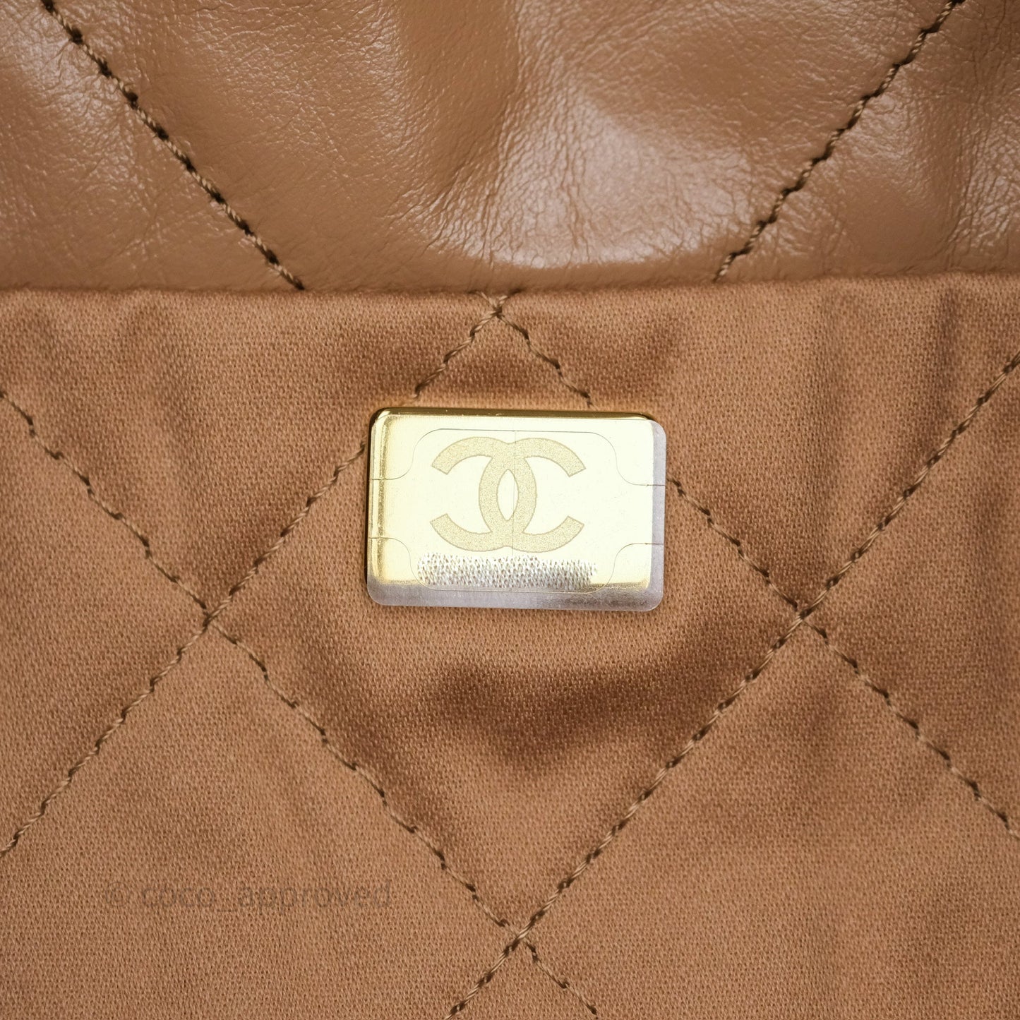 Chanel 22 Small Beige Shiny Calfskin Aged Gold Hardware