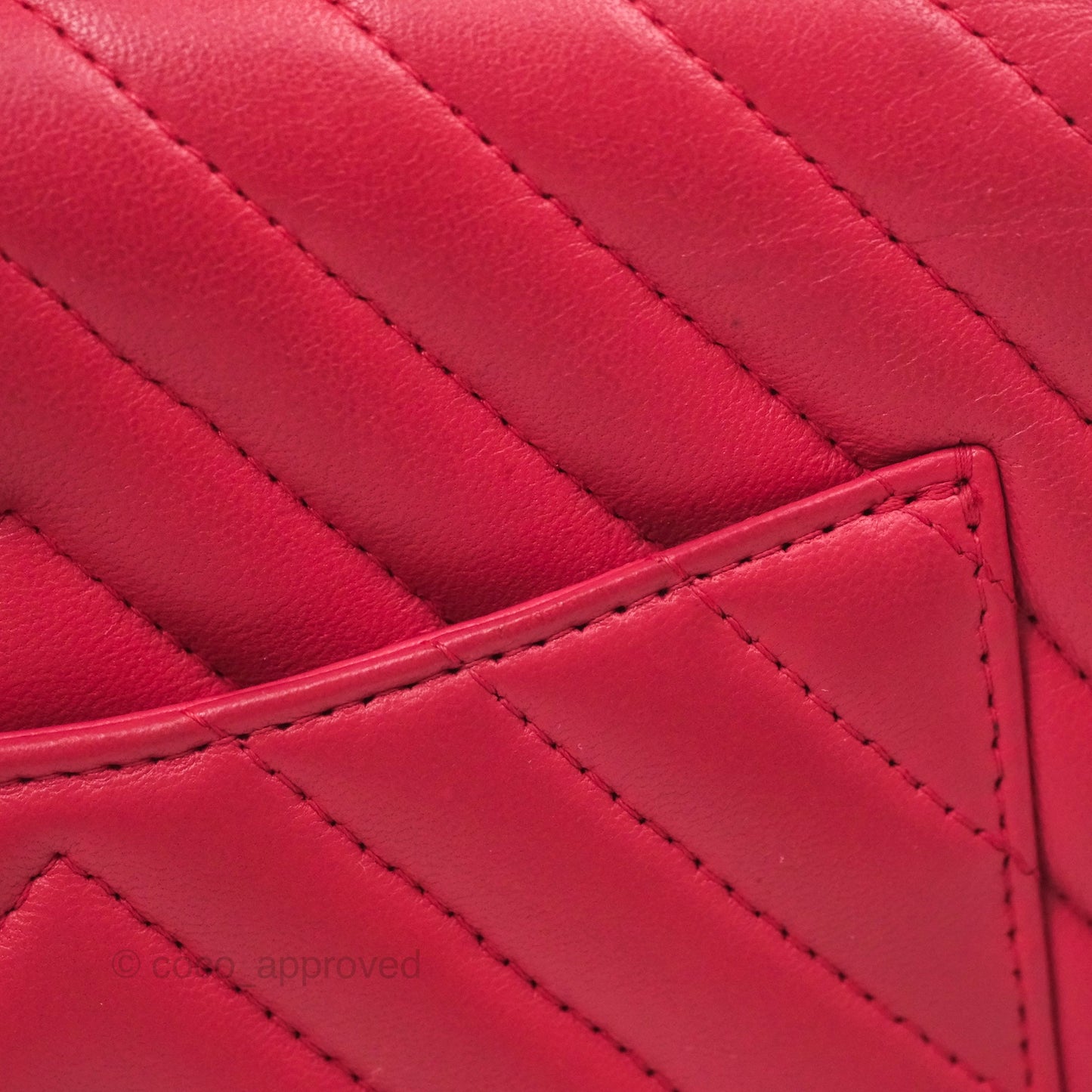 Chanel Mini Square Flap Chevron Dark Pink Lambskin Gold Hardware