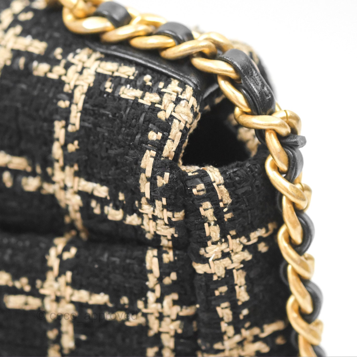 Chanel 19 Small Grid Black Beige Tweed Mixed Hardware