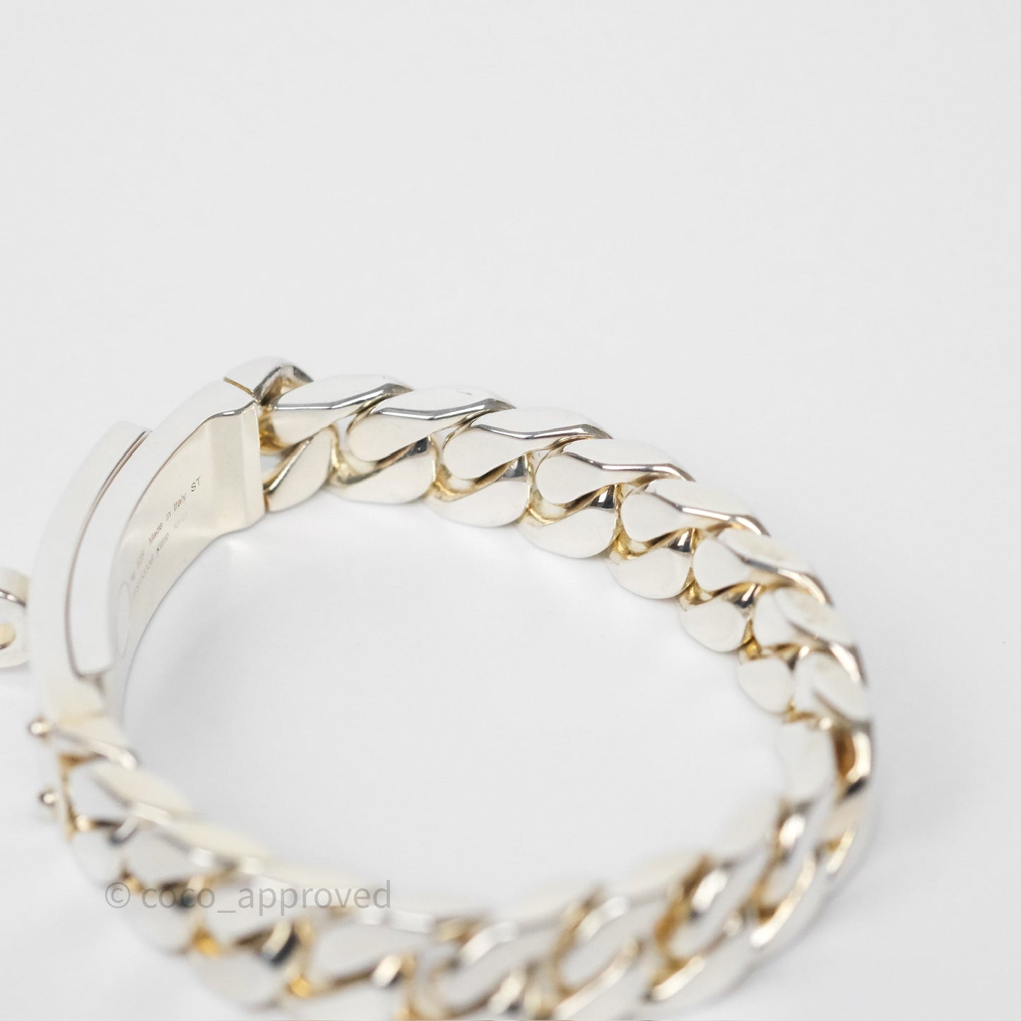 Hermes Kelly Gourmette GM Bracelet Silver Size ST
