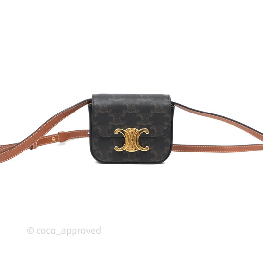 Celine Mini Triomphe Canvas Tan Calfskin