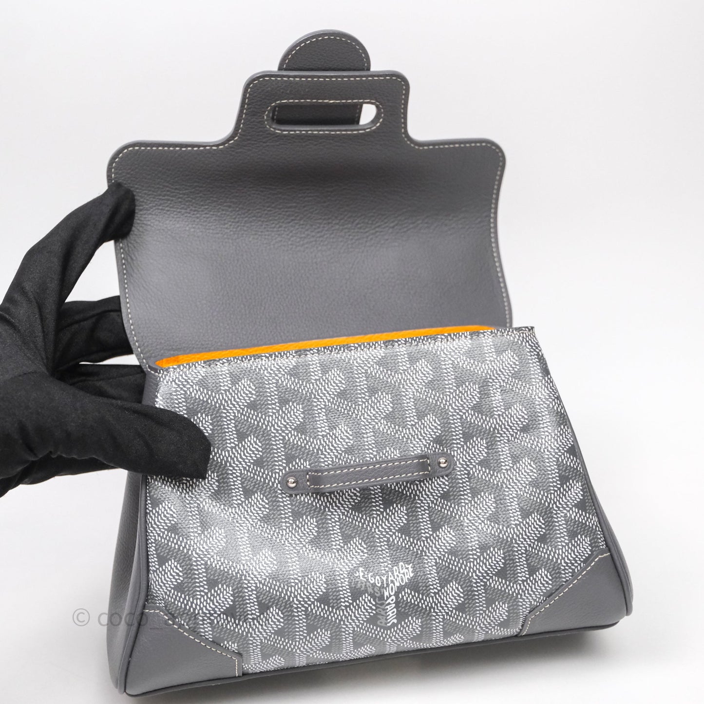Goyard Saïgon Mini Bag Chevroches Calfskin Grey Silver Hardware
