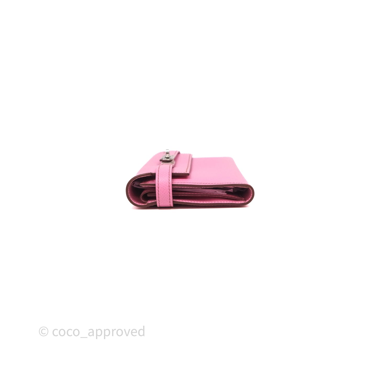 Hermès Kelly Wallet Bubblegum Epsom Palladium Hardware