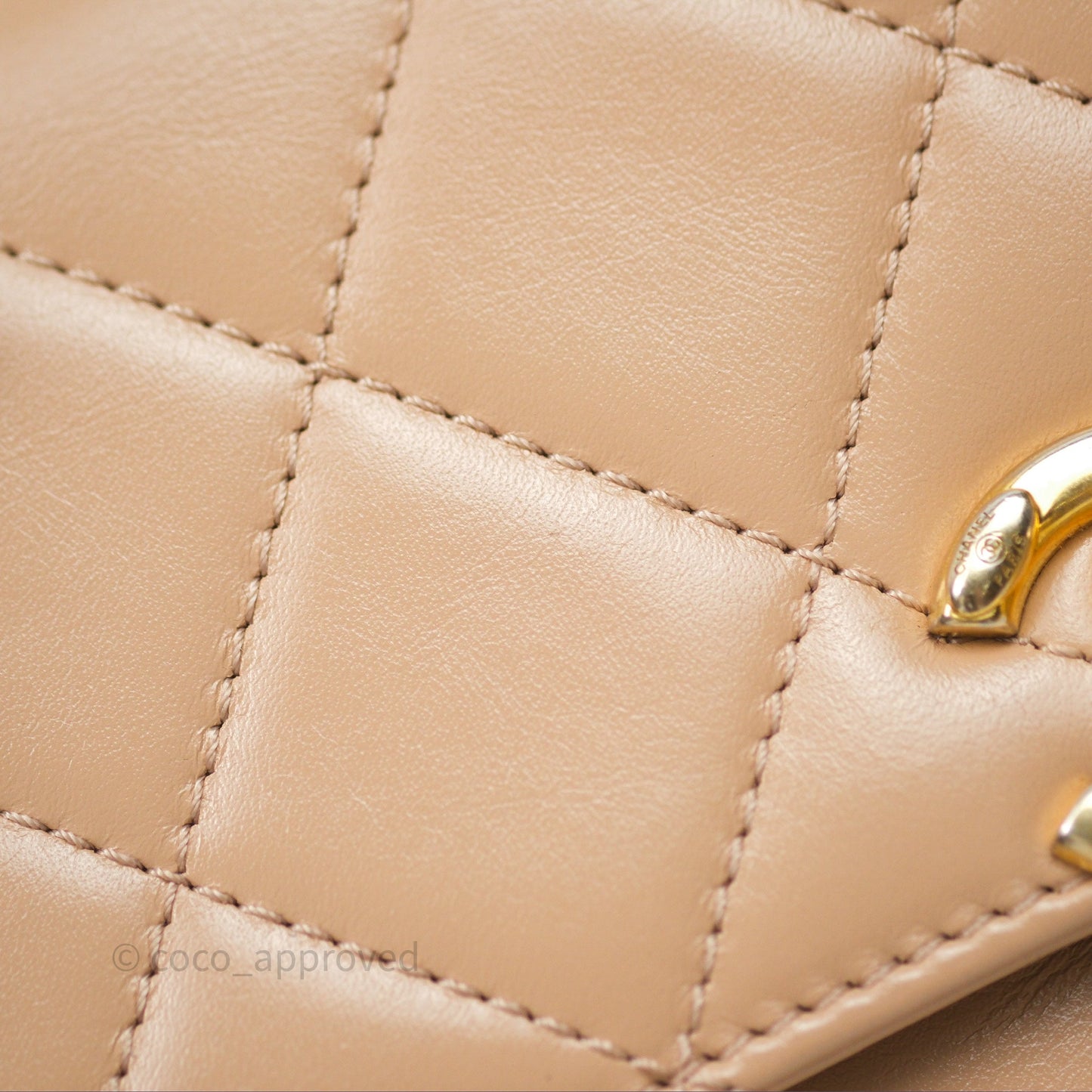 Chanel Quilted Mini Perfect Fit Adjustable Beige Calfskin Gold Hardware