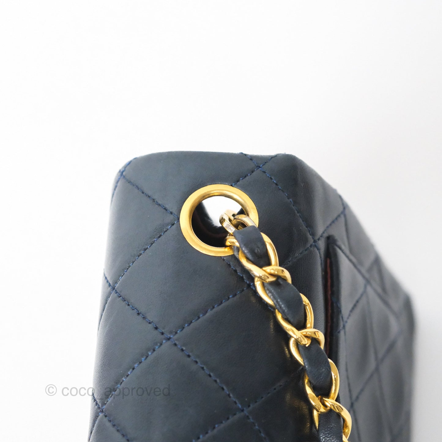Chanel Vintage Mini Square Navy Lambskin 24K Gold Hardware