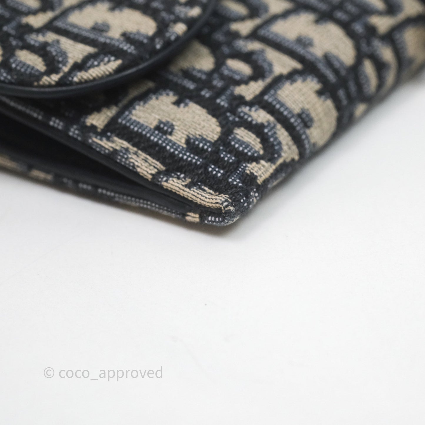 Small Saddle Pouch Wallet with Chain Blue Dior Oblique Jacquard