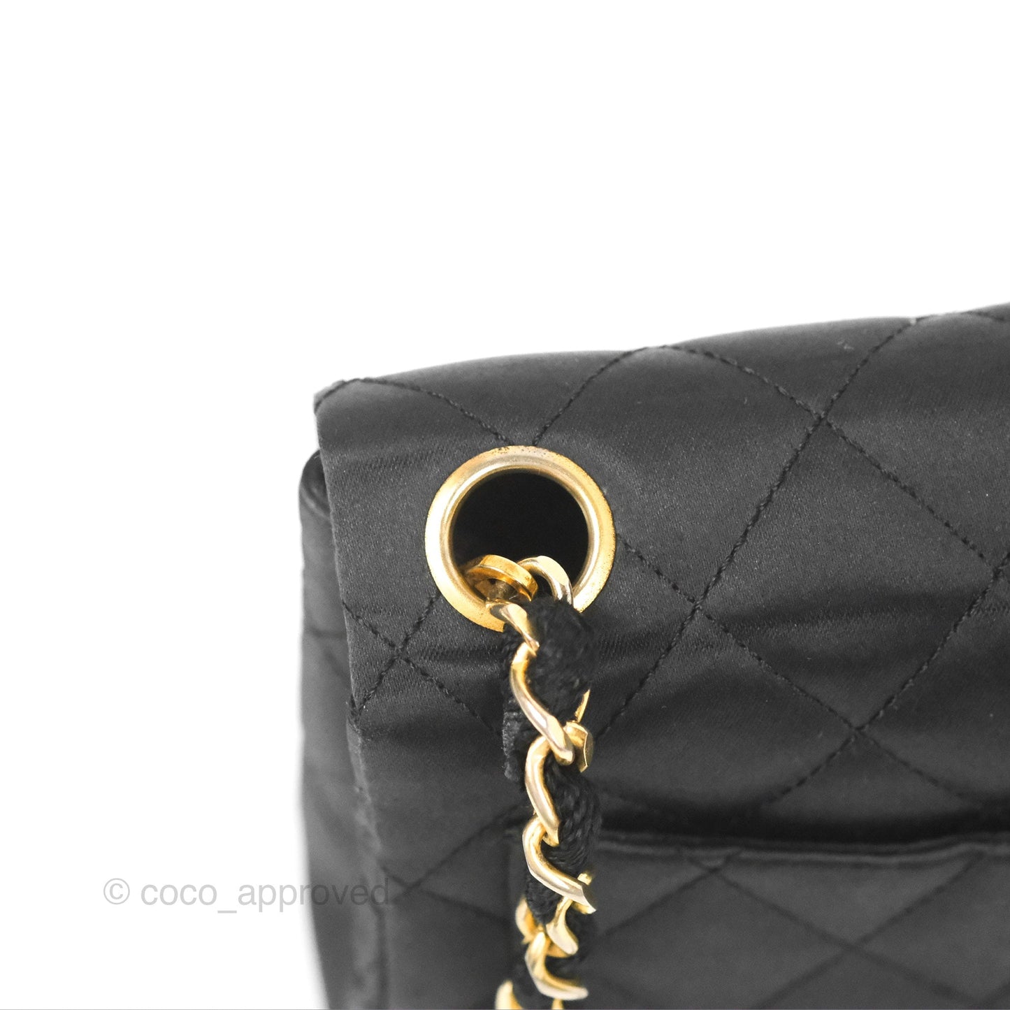 Chanel Mini Square Black Satin Gold Hardware