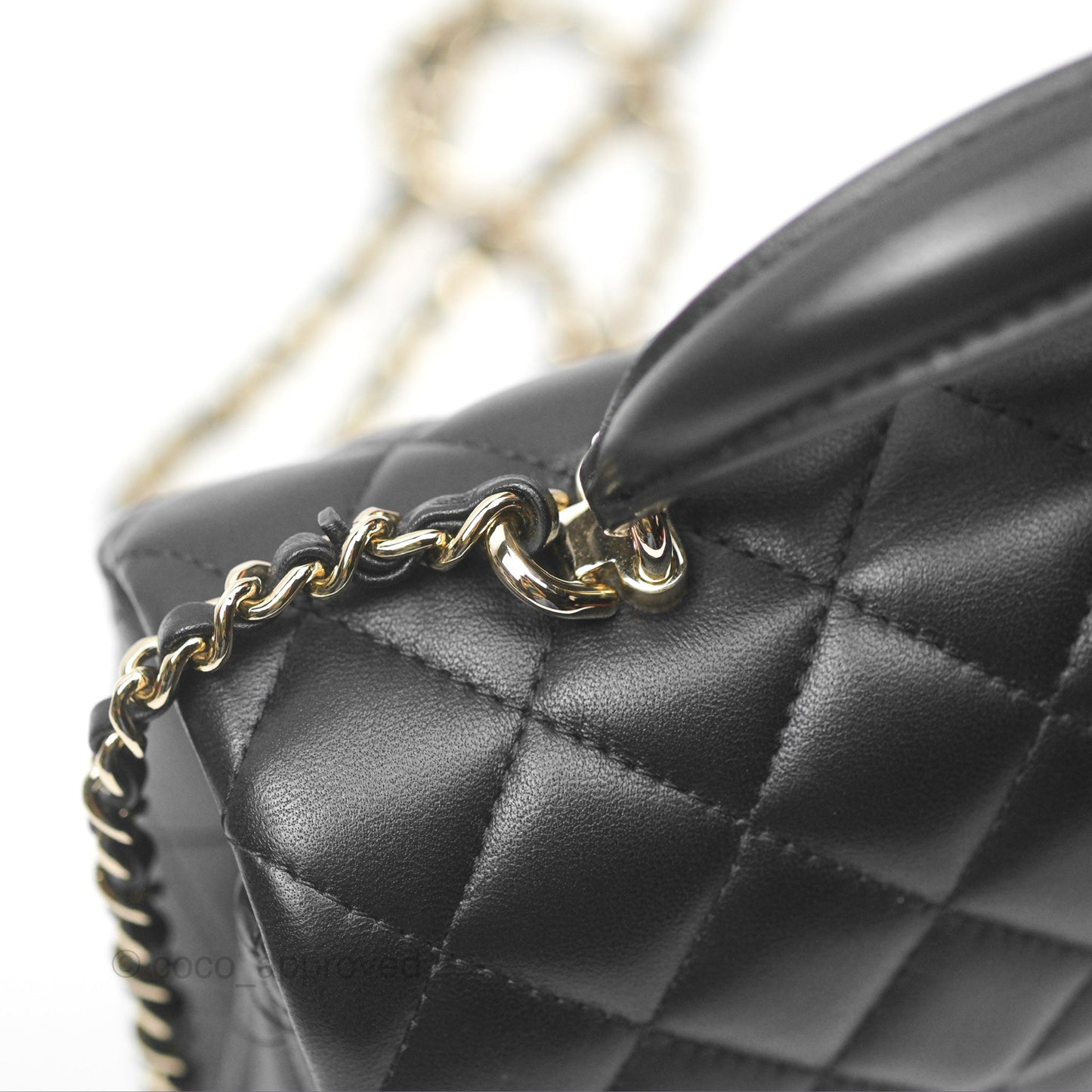 Chanel Top Handle Mini Rectangular Flap Bag Black Lambskin Gold Hardware