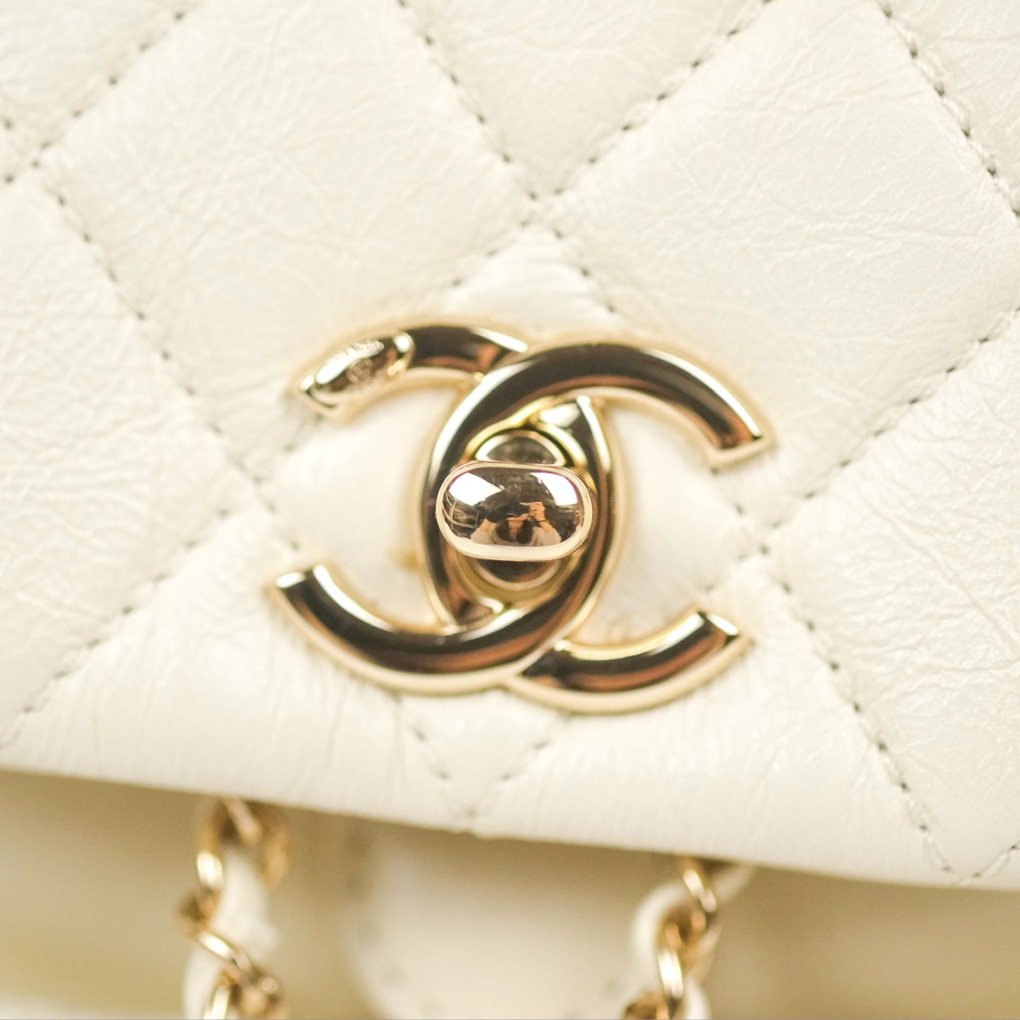 Chanel Quilted Small Duma Drawstring Backpack Ivory White Calfskin Gold Hardware