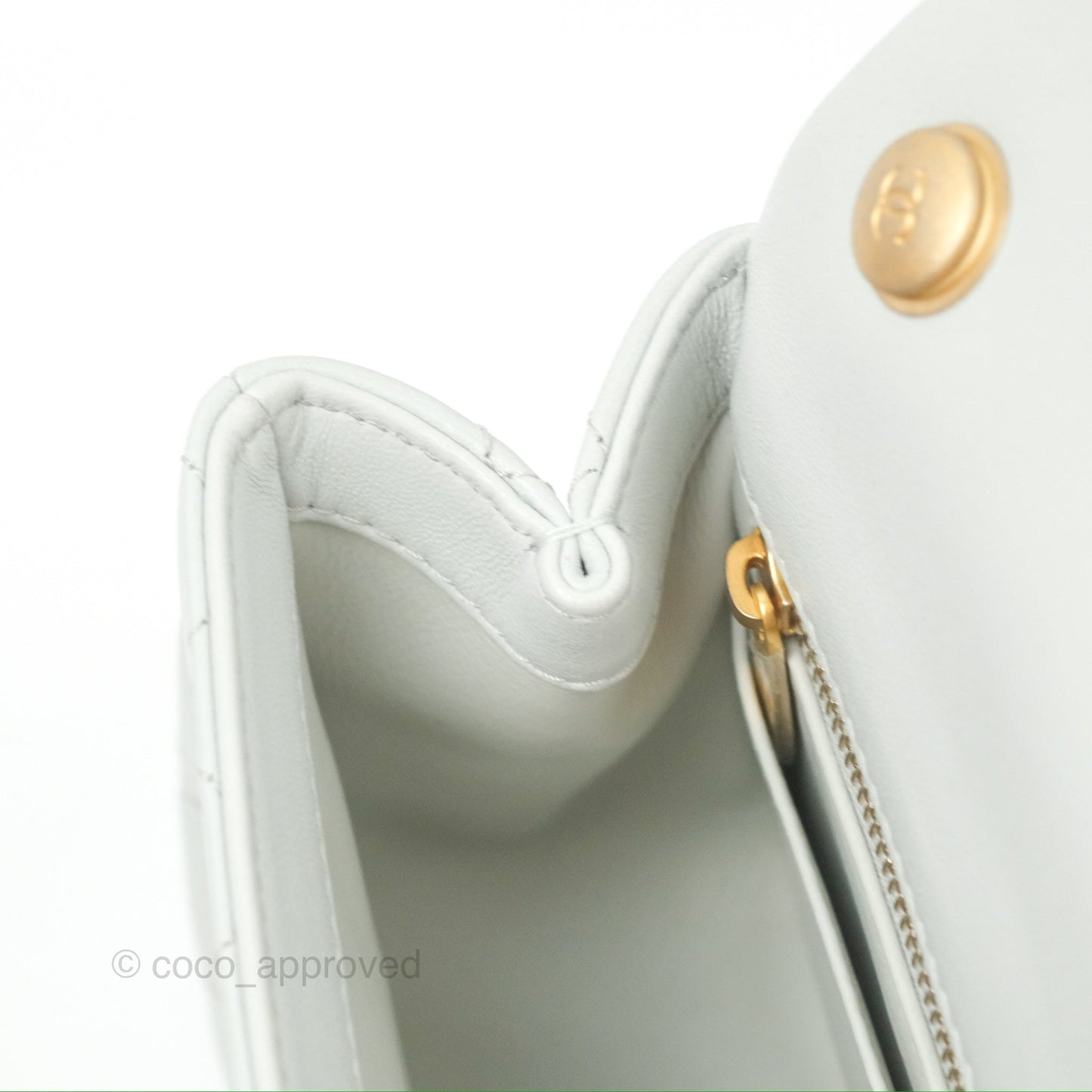 Chanel Quilted Mini Square Flap with Camellia Adjustable Chain Blue Clair Lambskin 23S