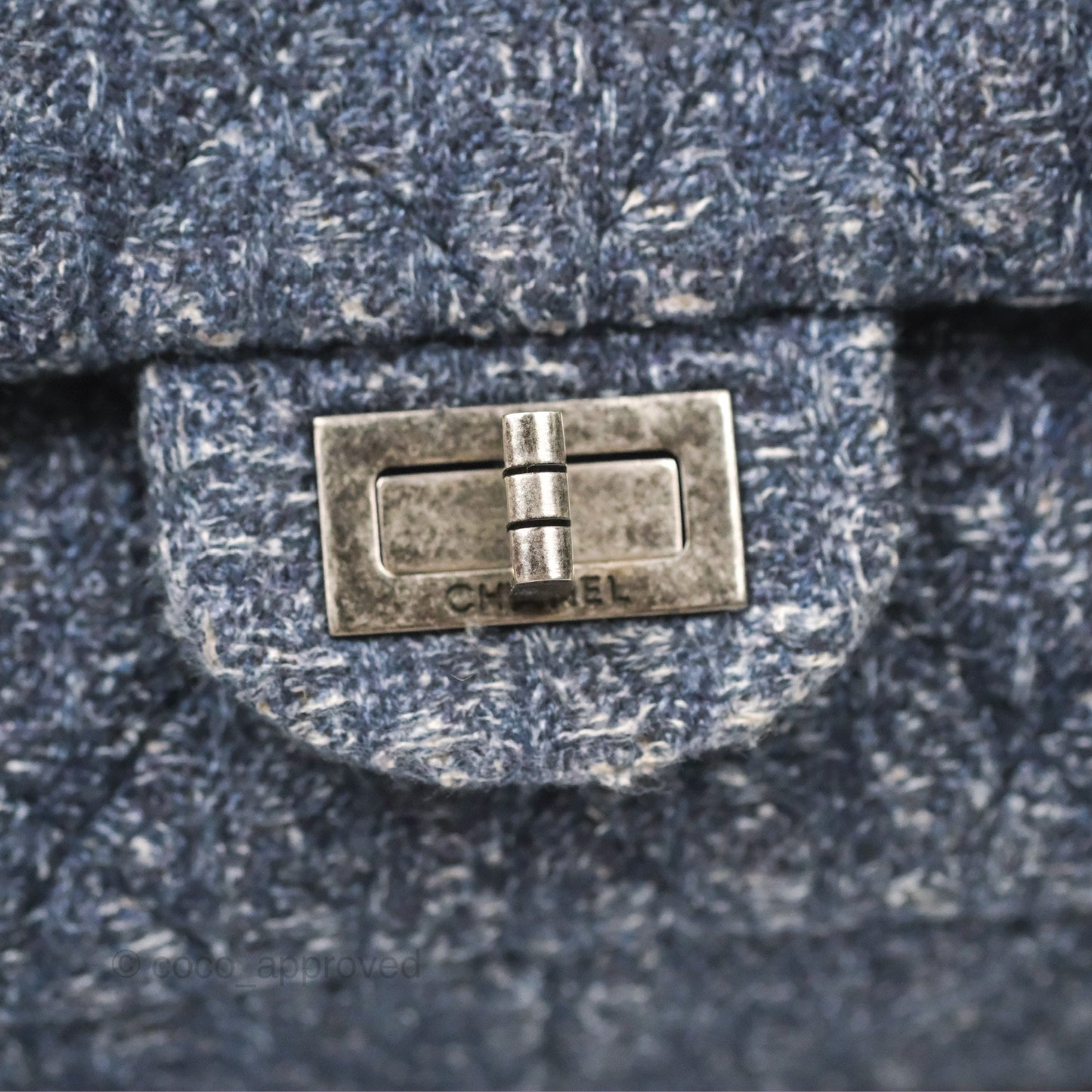 Chanel Reissue 226 Quilted Navy Tweed Ruthenium Hardware