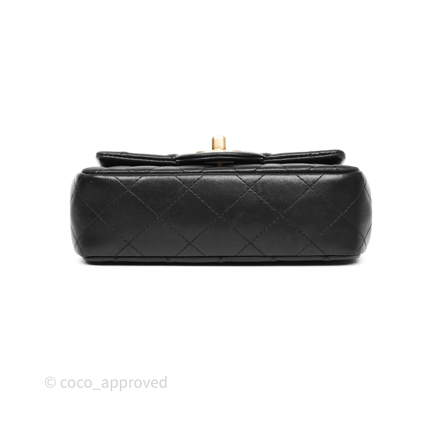 Chanel Quilted Extra Mini Rectangular Flap Black Lambskin Aged Gold Hardware
