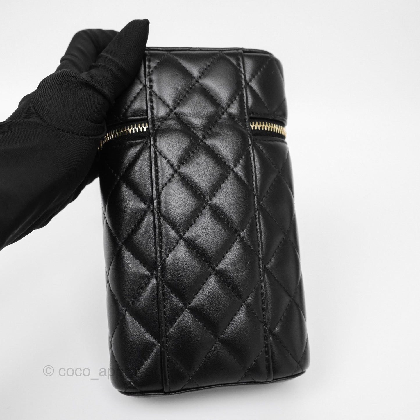 Chanel Trendy Vanity Phone Holder With Chain Black Lambskin Gold Hardware