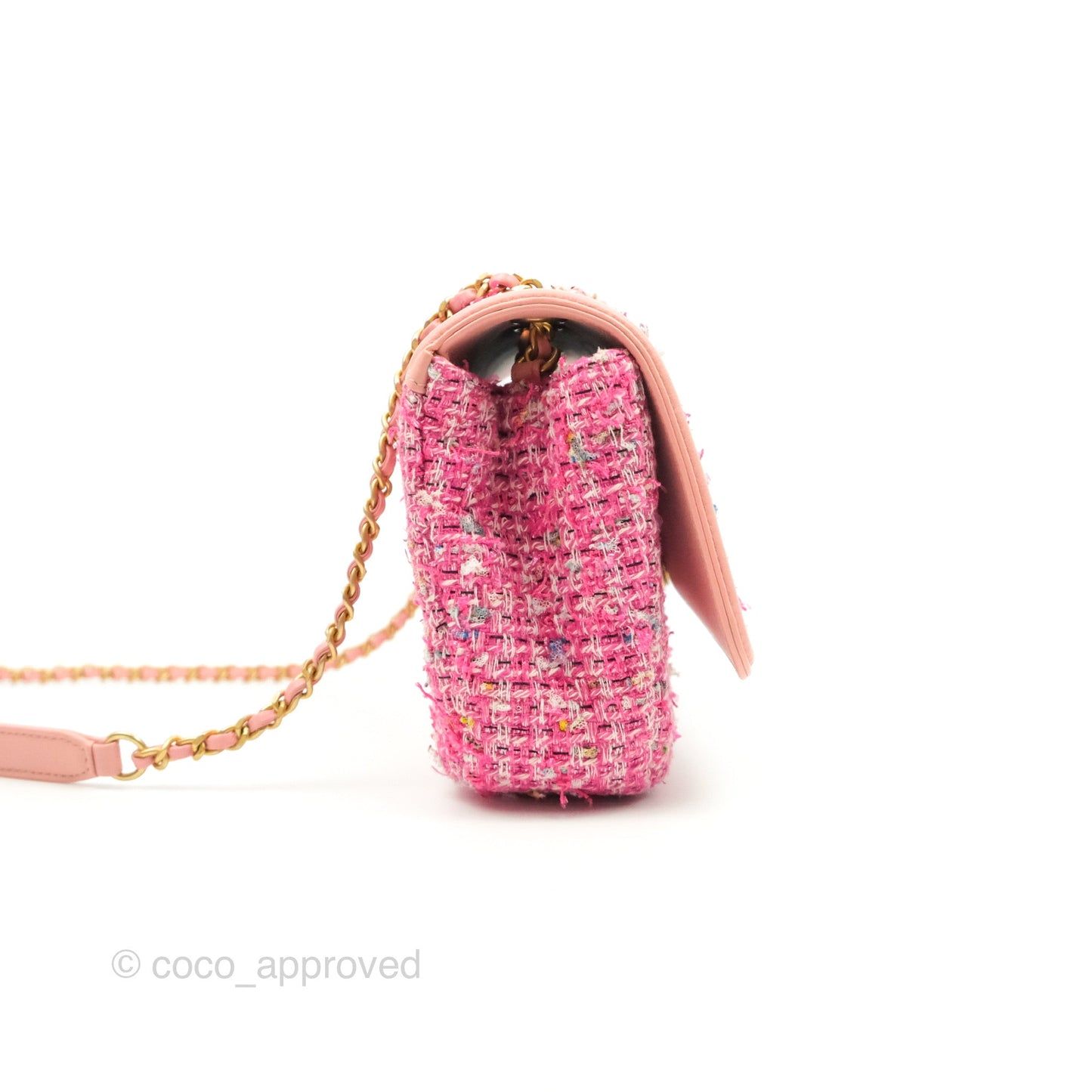 Chanel Quilted Small CC Filigree Flap Pink Tweed