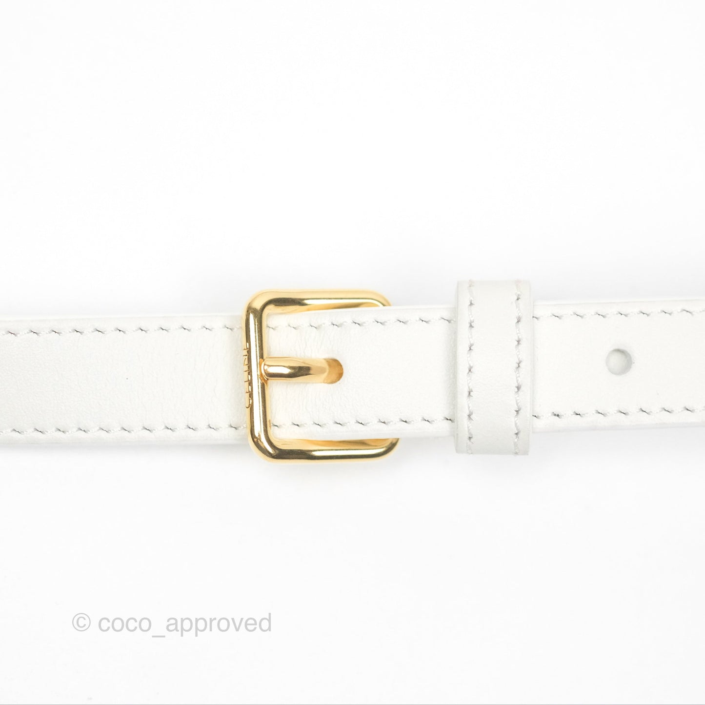 Celine Round Purse on Strap Triomphe Canvas White Calfskin