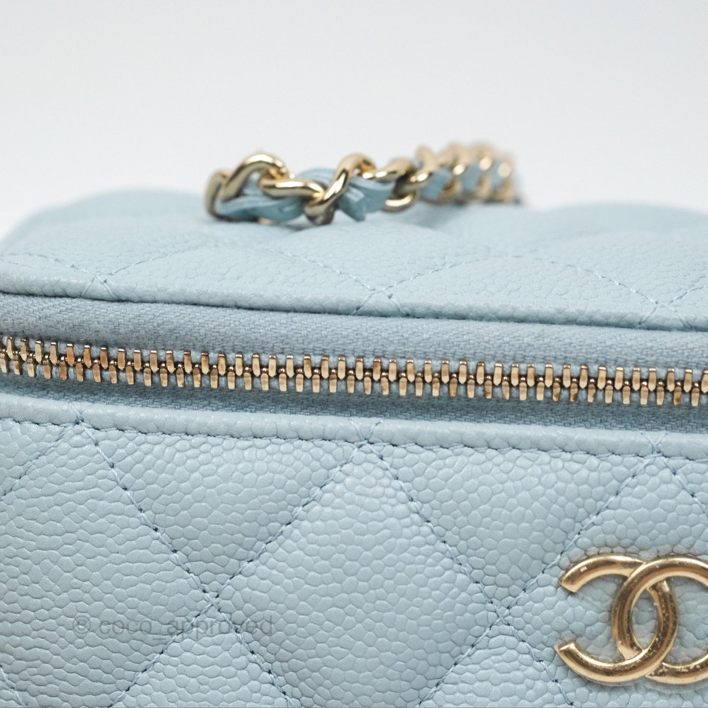 Chanel Vanity with CC Chain Light Blue Caviar Gold Hardware