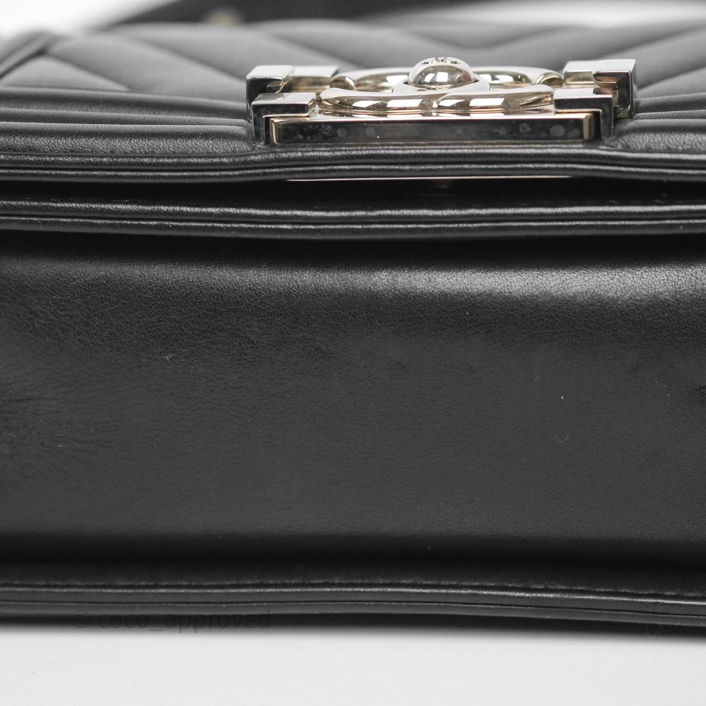 Chanel Small Boy Chevron Black Calfskin Silver Hardware