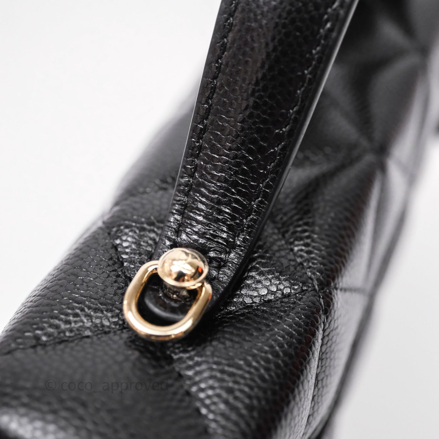 Chanel Top Handle Long Vanity with Chain Black Caviar Gold Hardware