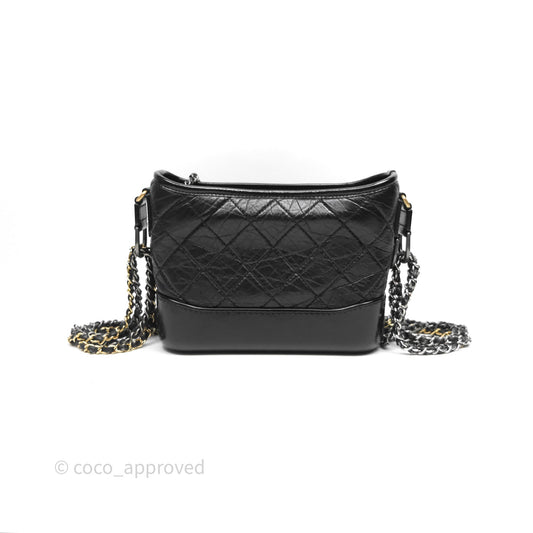 Chanel Small Gabrielle Hobo Quilted Black Aged Calfskin